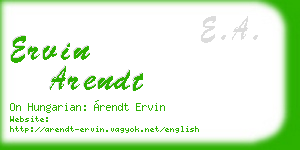 ervin arendt business card